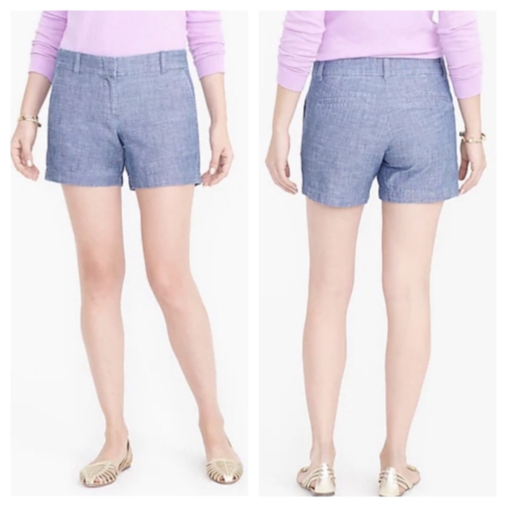 J. Crew Cotton Chambray summer Shorts Women’s sz 10 midrise 4.5” inseam